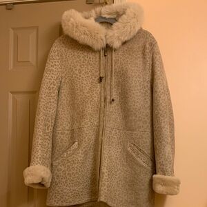 Women's  Blue Duck genuine shearling  Leopard Print Coat
